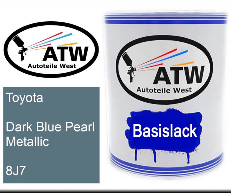 Toyota, Dark Blue Pearl Metallic, 8J7: 1L Lackdose, von ATW Autoteile West.